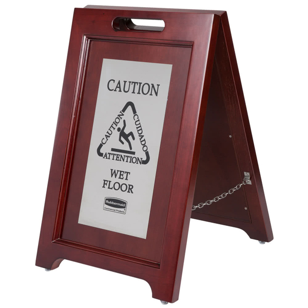Rubbermaid Executive Wooden Multi-Lingual Caution Sign