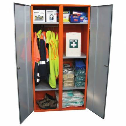 STOREMASTA PPE double door cabinet, includes hanging rail