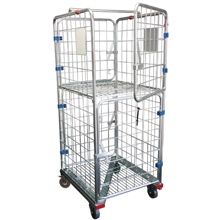Double Door Supermarket Laundry Rollcage Trolley with Brakes