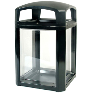 Rubbermaid Landmark Series Black Security Container with Lock and Clear Panels
