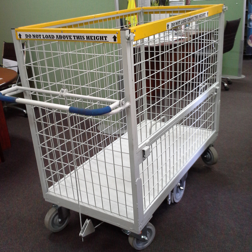 Large Mesh Sided Platform Truck with removable Folding Gate and Dead-Man Brake System
