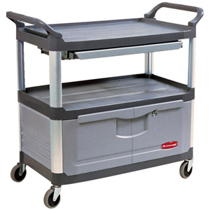 Rubbermaid Instrument Cart with Lockable Doors and Sliding Drawer FG409400Grey