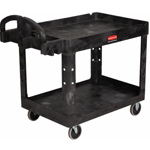 Rubbermaid Two Shelf Utility Carts with Ergonomic Handle FG452088BLA
