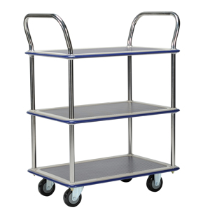 Jumbo 3 Tier Flat Bed Traymobile Shelf Trolleys