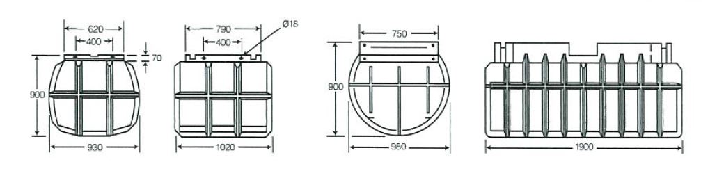 Marina float dimensions diagram showing the sizes of small and large floats