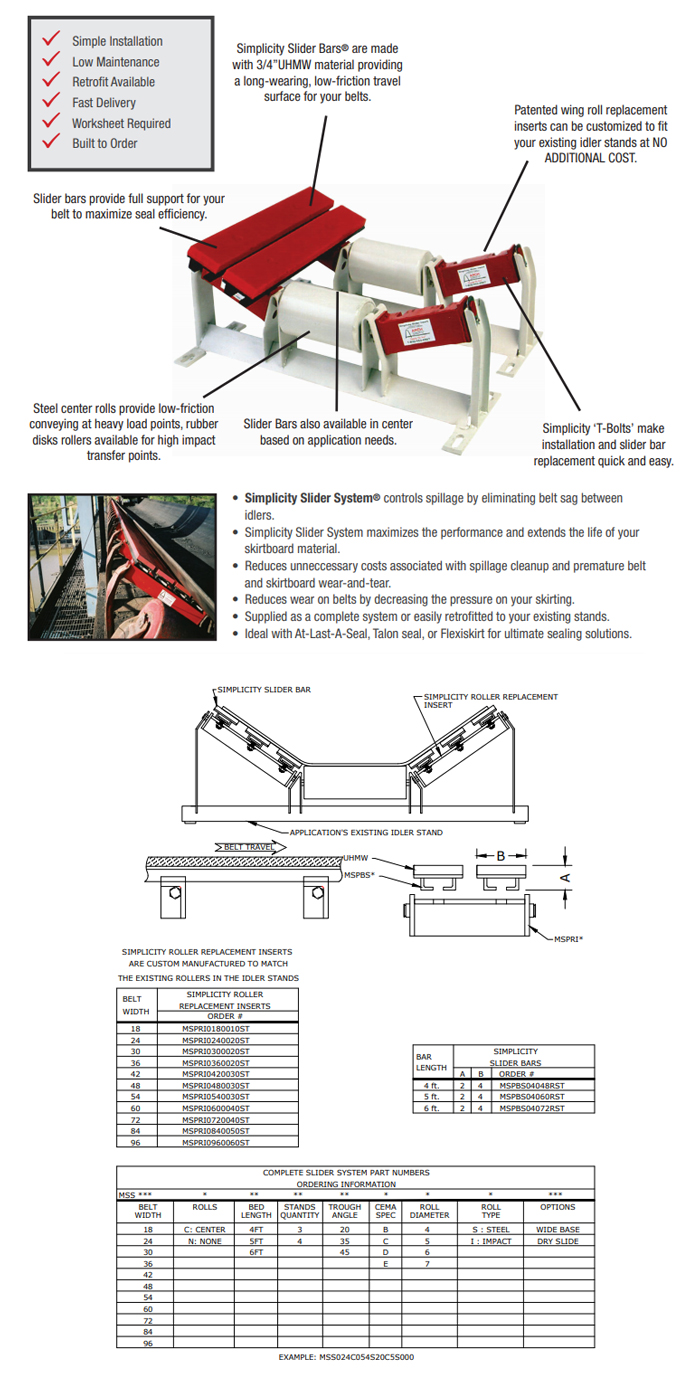 Simplicity Slider System Specifications