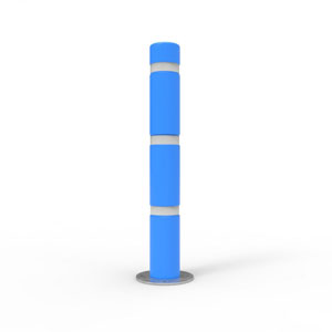 Gal Bollard with Blue Skinz & Reflective Tape