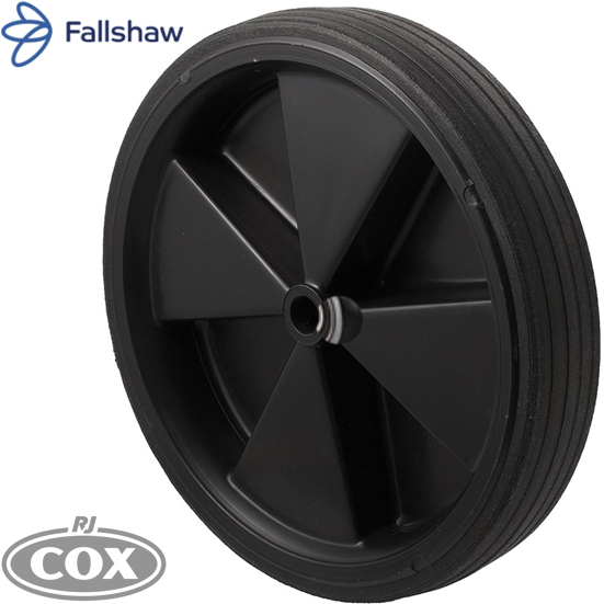 Fallshaw 250x45mm wheel - Black rubber tyre with plastic centre & Plain Bore