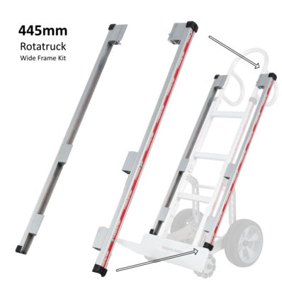 Wide Frame Kit increases width of Rotatrucks and two wheel Magliner hand trucks