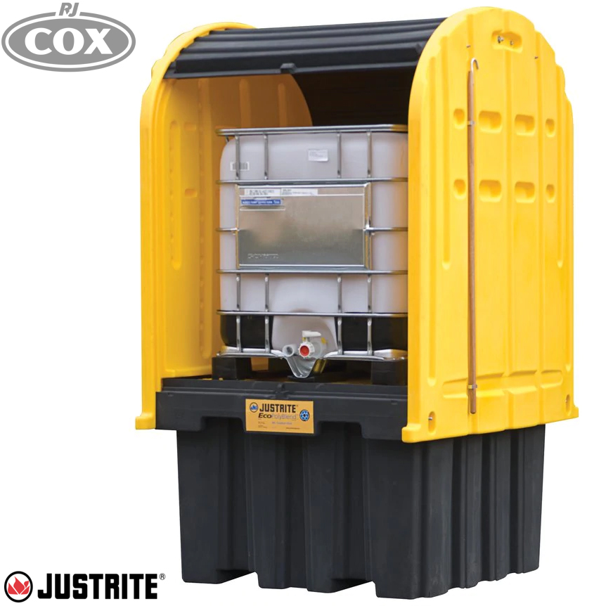 Justrite IBC Outdoor Bunded Spill Pallet with Shed 28677