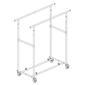 Double Salesman Garment Rail - Collapsible Cloths Rack