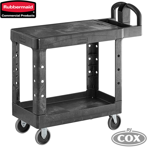 Rubbermaid 4505 Small 2 Tier Heavy Duty Utility Cart w/Flat Shelf
