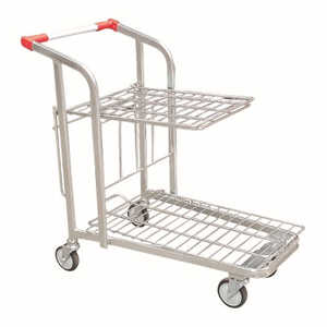 Flat Shelf, 2 Tier Trolley with Tilting Top Tray