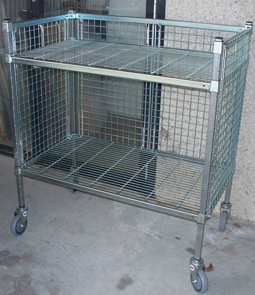 Wire mesh shelving trolley