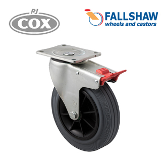 Fallshaw O Stainless Castors - 200mm Grey Rubber Wheel