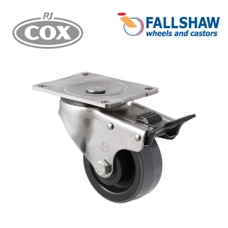 Fallshaw O Stainless Castors - 125mm PU on Nylon Wheel