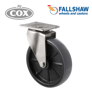 Fallshaw O Stainless Castors - 200mm PU on Nylon Wheel