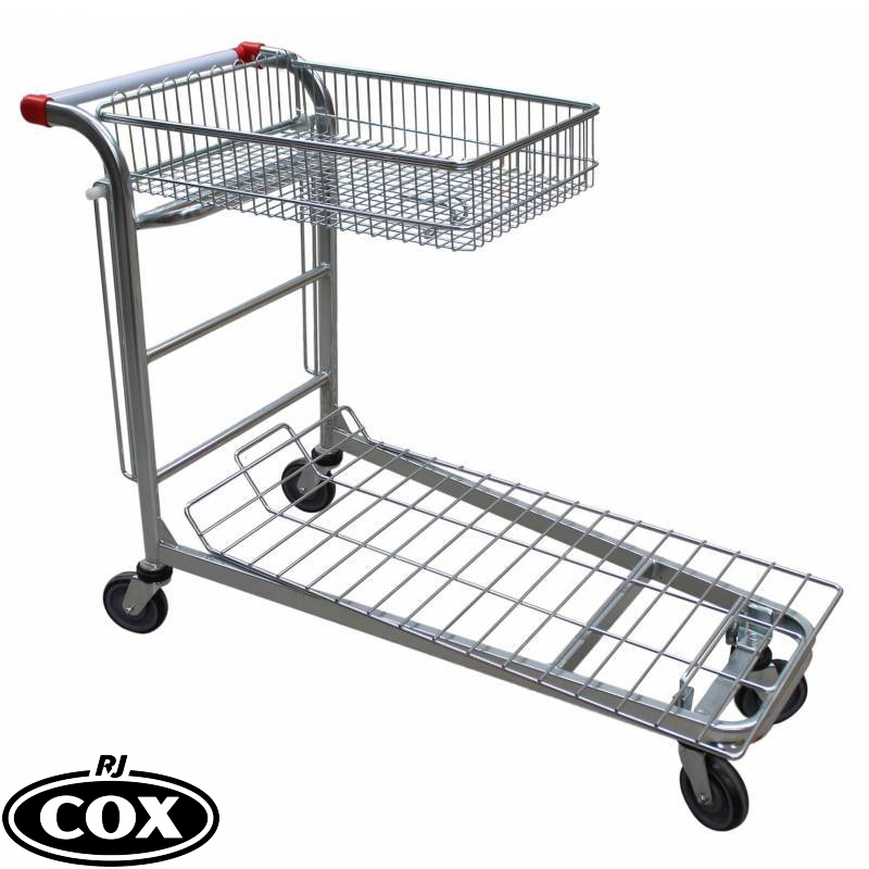 2 Tier Mesh Basket Nesting Platform Trolley 200kg Rated