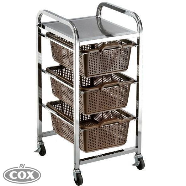 Triple Shelf Basket Office Trolley