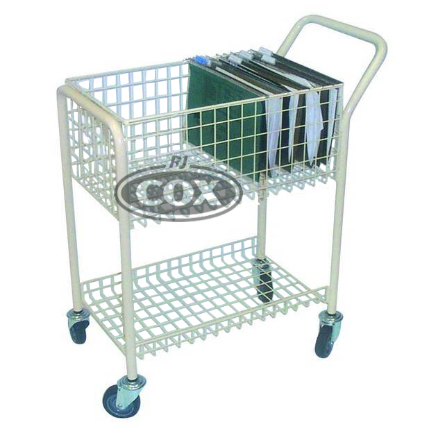 Office File Trolley Cart - Wire Mesh Shelves