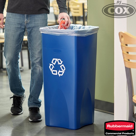 Rubbermaid Indoor Station 3569-73 Untouchable Square Recycling Container with optional lid