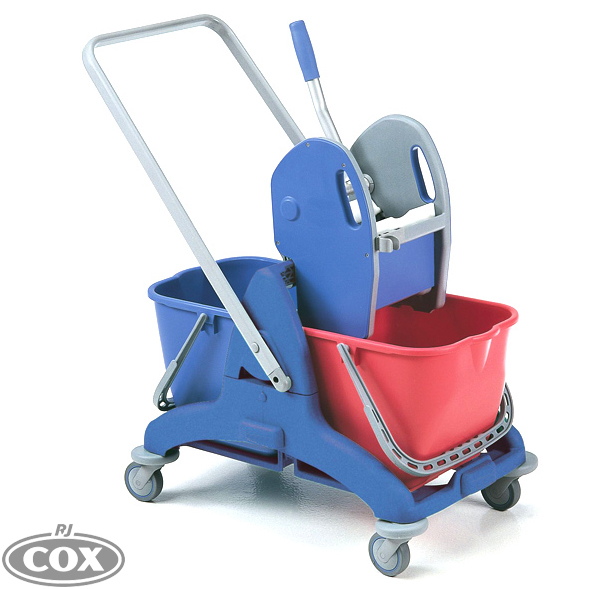 Sabco Dual Bucket Mop Trolley with Press Wringer - 50 Litre
