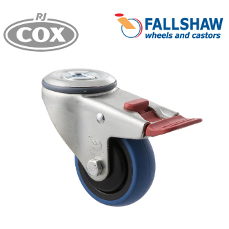 Fallshaw Core M Series Castor - 75mm Blue Hi-Res Rubber Wheel