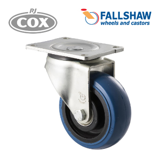Fallshaw Core O Series Castors - 125mm Blue Hi-Res Rubber Wheel