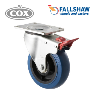 Fallshaw Core O Series Castors - 150mm Blue Hi-Res Rubber Wheel