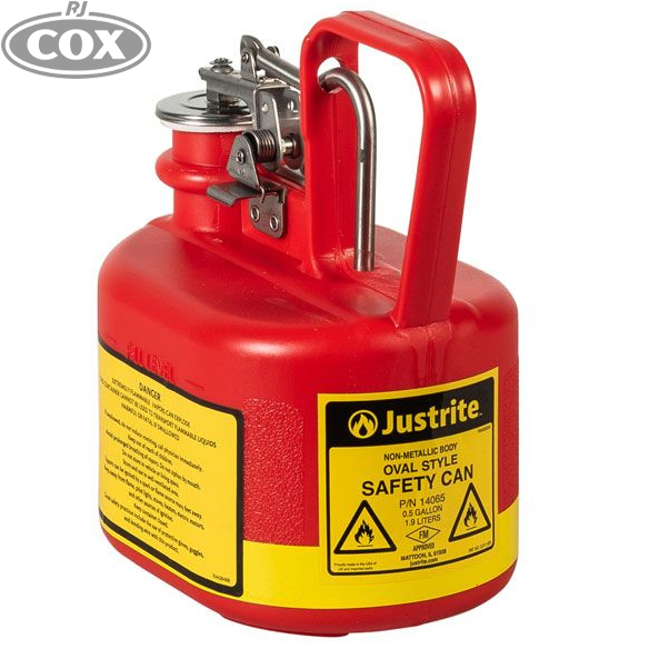 Justrite Type 1 Non-Metallic Safety Cans for Flammable Liquids