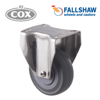 Fallshaw M Stainless Castors - 100mm Grey Rubber wheel
