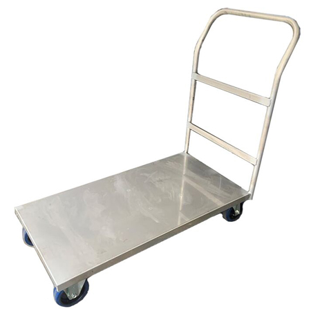 Heavy Duty Stainless Steel Platform Trolley - Single Pushrail