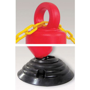 Flexible Plastic two piece Bollard, knock down bollard with chain loop