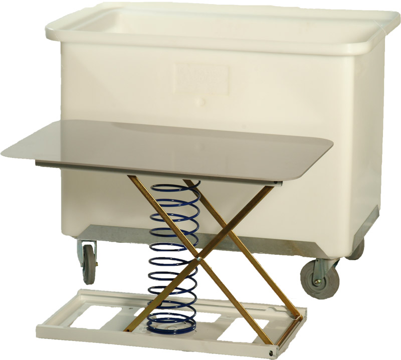 Mobile Tub Trolley with Rising Base Back Saver Insert